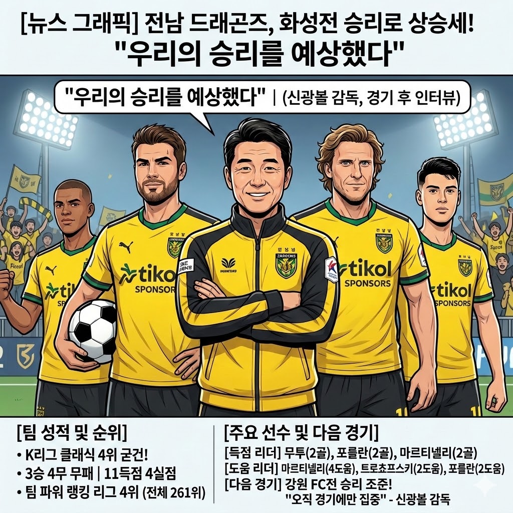 [무패 질주] 전남 감독 ";화성전 승리, 당연한 결과